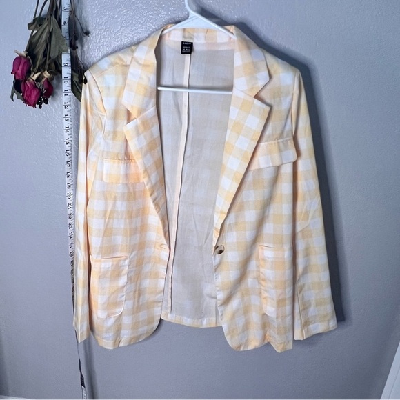 SHEIN Women's | Yellow & White Gigham Single-Breasted Blazer, sz m NWoT - Picture 9 of 16